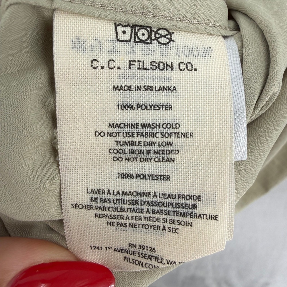 Filson Ultra-Light Shirt Mens Medium Sandbar Tan Ripstop Long Sleeve Polo NEW - Picture 12 of 15